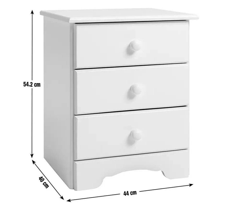 Nordic 3 Drawer Bedside Table - Grey