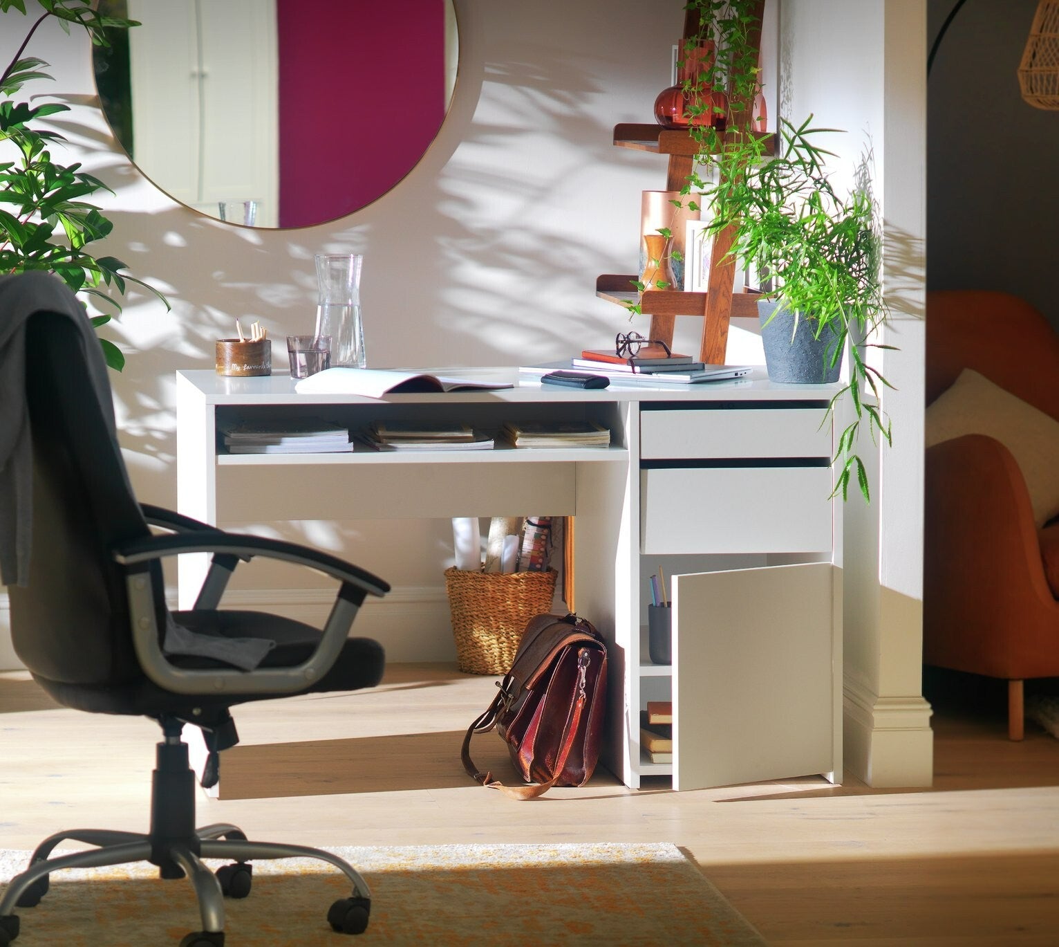 Home Pepper 2 Drawer Pedestal Office Desk - White