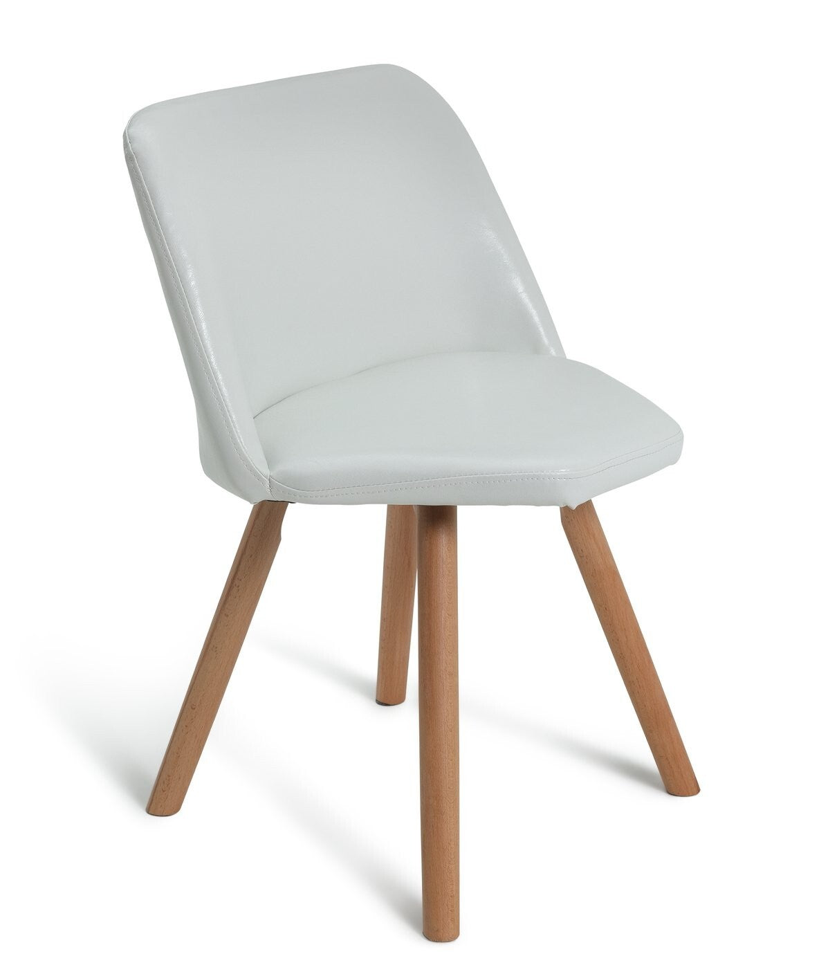 Habitat Quattro Modern Round Dining Table and 4 Chairs in White Faux Leather