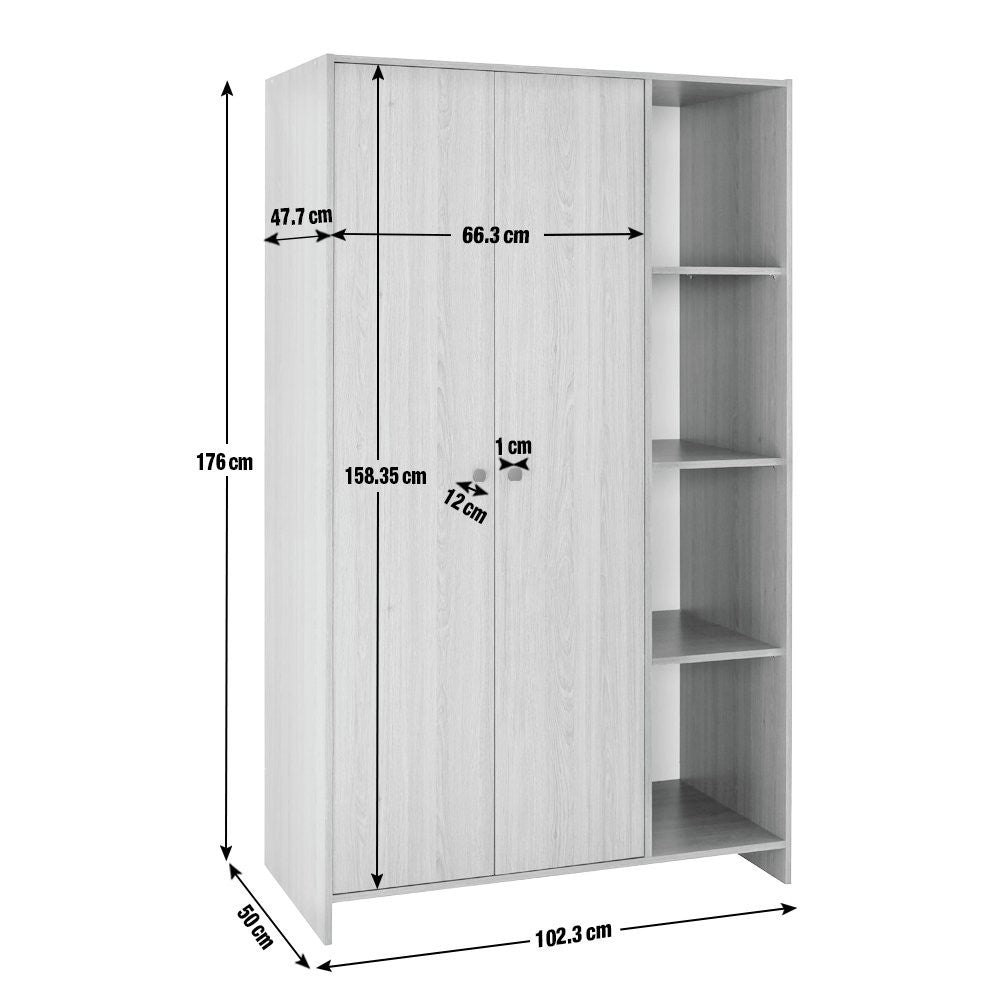 Home Seville 2 Door Open Shelf Wardrobe - White | Wardrobe with shelving