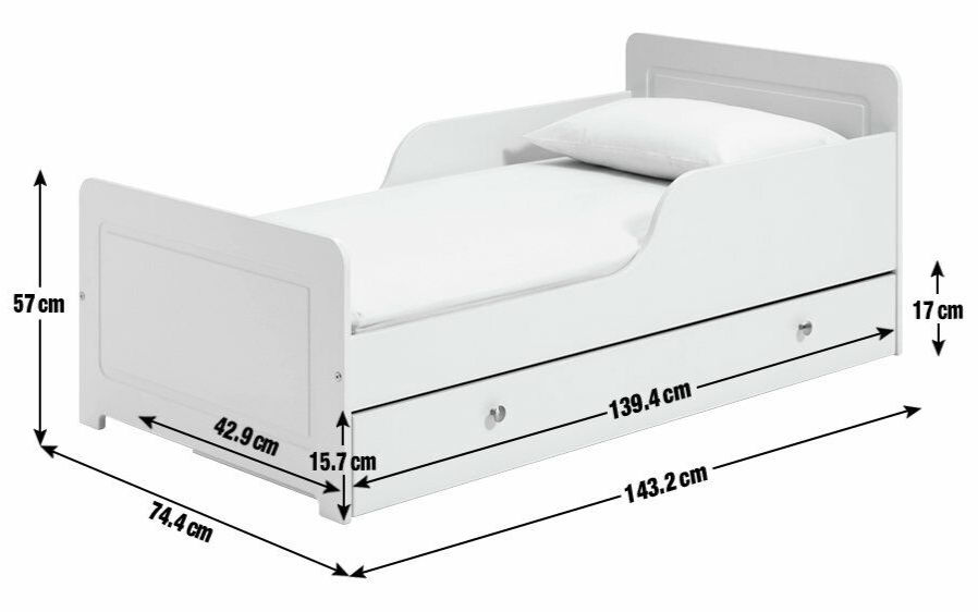 Brooklyn Toddler Bed With Drawer - White