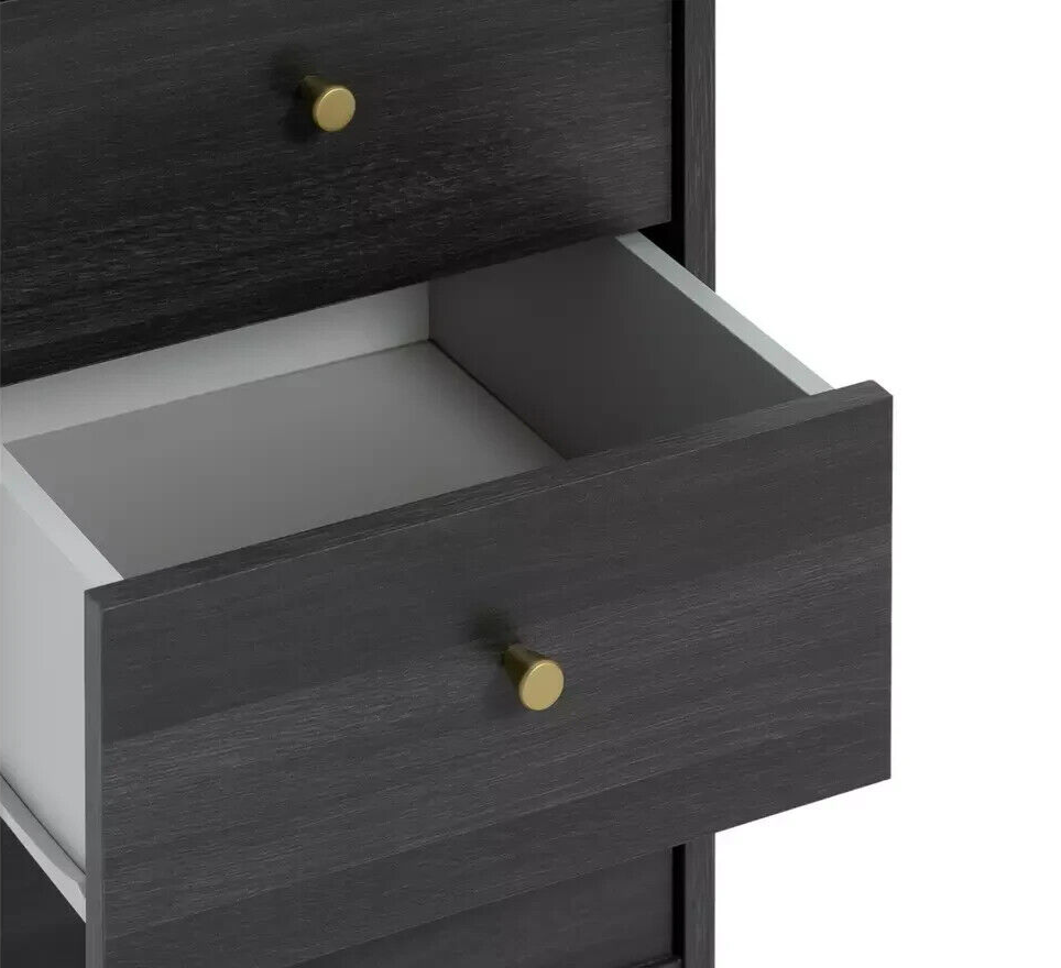 Malibu 3 Drawer Bedside Table - Black Oak Effect | Cupboard