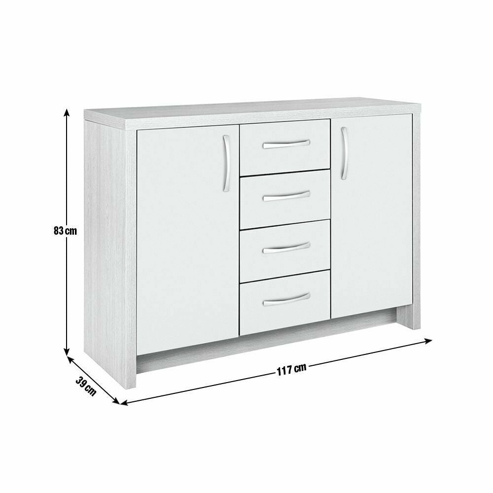 Venice 2 Door 4 Drawer Sideboard - Grey | Living Room Storage Cabinet & Drawers