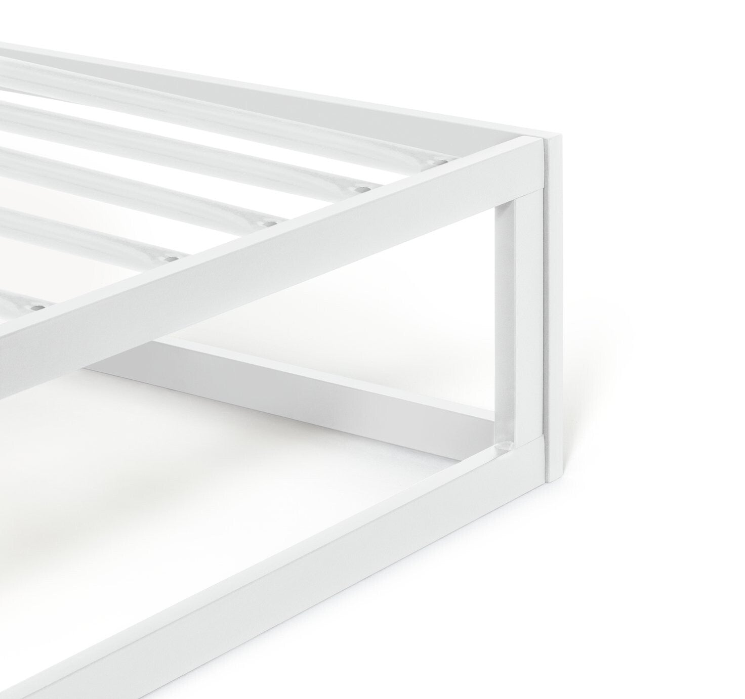 Platform Double Metal Bed Frame - White