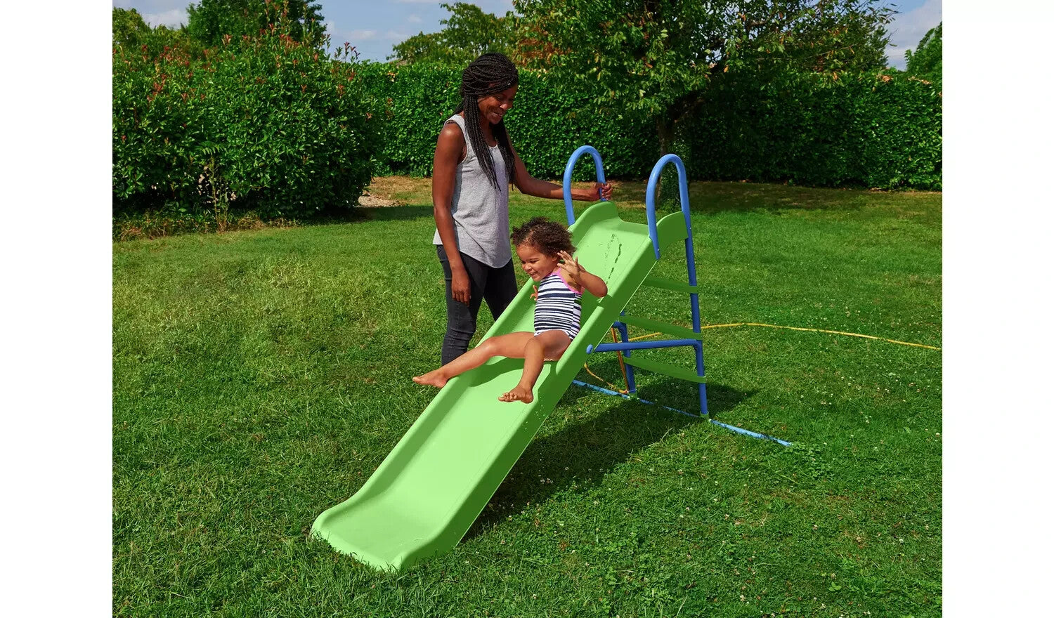 Chad Valley 7ft Kids Garden Slide - Green and Blue