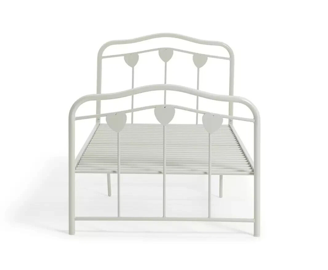 Home Hearts Single Metal Bed Frame - White | Sturdy Durable Bedframe for Bedroom