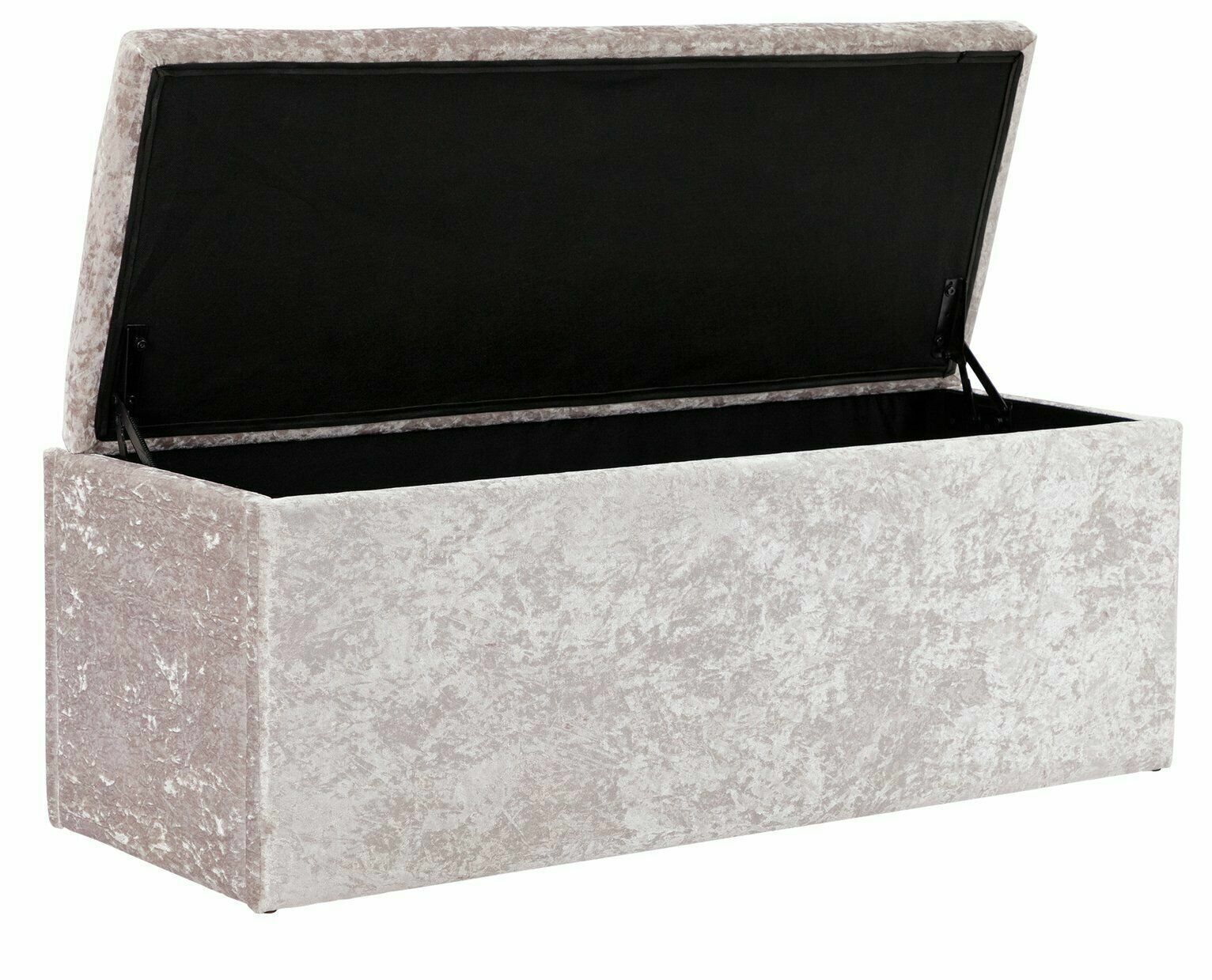 Home Kourtney Crushed Velvet Ottoman - Silver | Stylish Footstool Pouffe Living