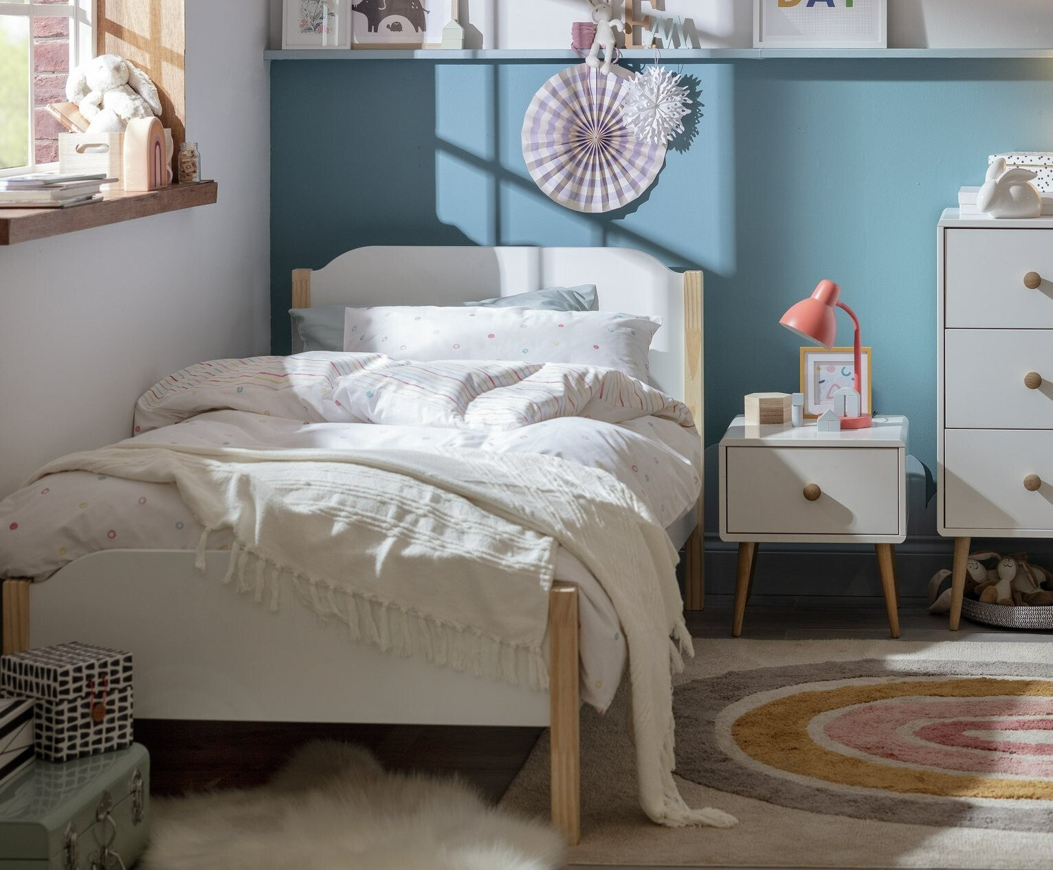 Habitat Nico Single Wooden Bed Frame - White & Pine
