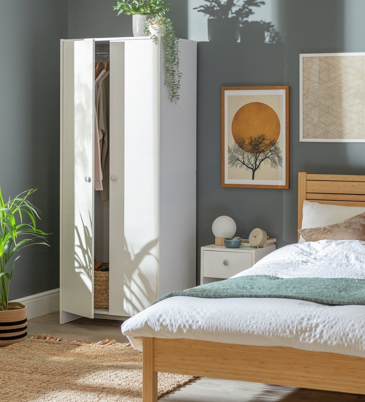 Seville 2 Door Wardrobe - White (B Grade) | White Bedroom Storage Cupboard Unit