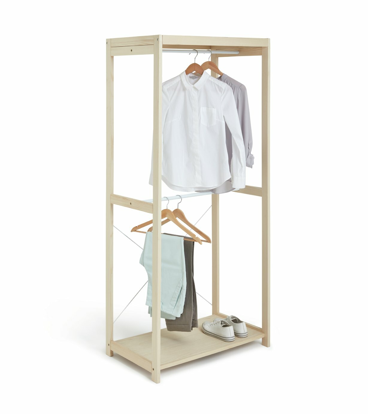Habitat Flicka Open Double Rail Wardrobe - Pine | Storage Cabinet Bedroom Closet