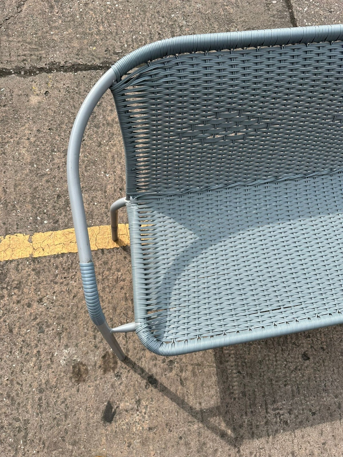 Steel Wicker 2 Seater Garden Bench - Grey
