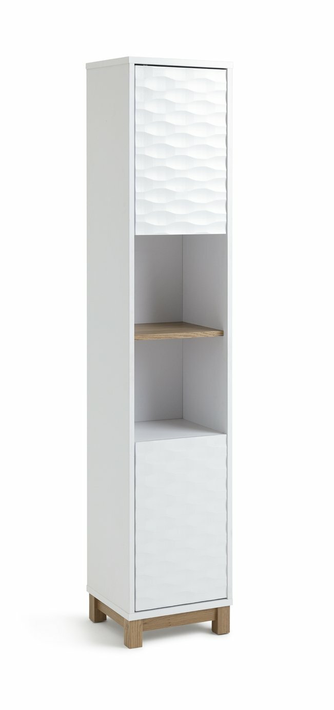 Habitat Zander Tallboy - White | Slim Storage Unit for Bedroom or Bathroom Use