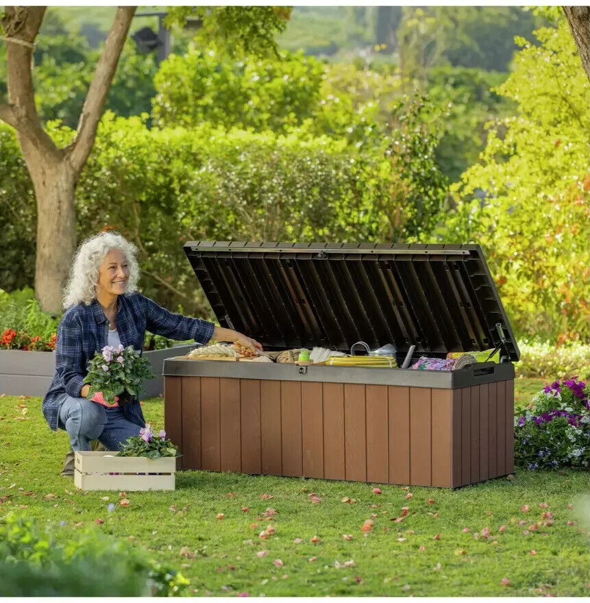 Keter Darwin 380L Outdoor Garden Storage Box - Brown