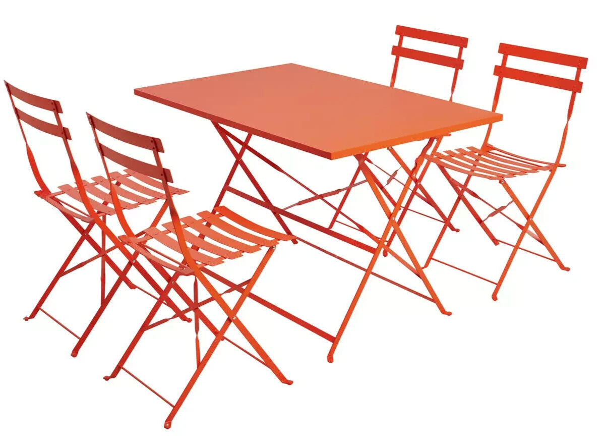 Habitat Eve 4 Seater Furniture Set - Folding Table and Chairs Patio Set - Orange