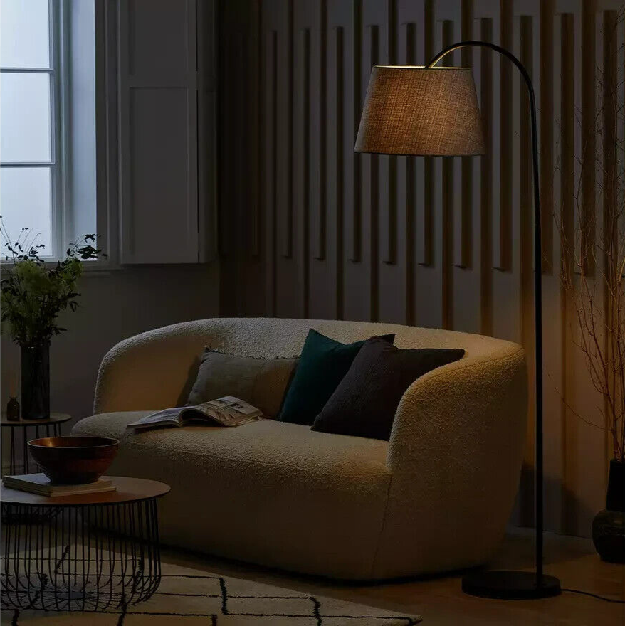 Habitat Arc Floor Lamp - Matte Black & Grey