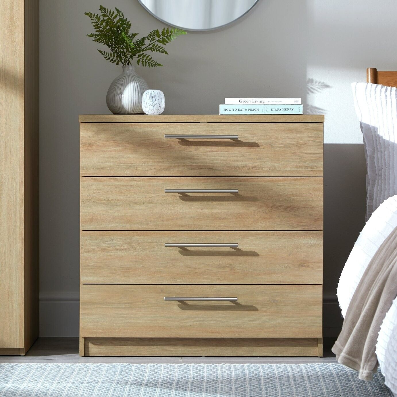 Home Brisbane 4 Drawer Chest â€“ Oak | Stylish Storage Furniture Bedroom Living