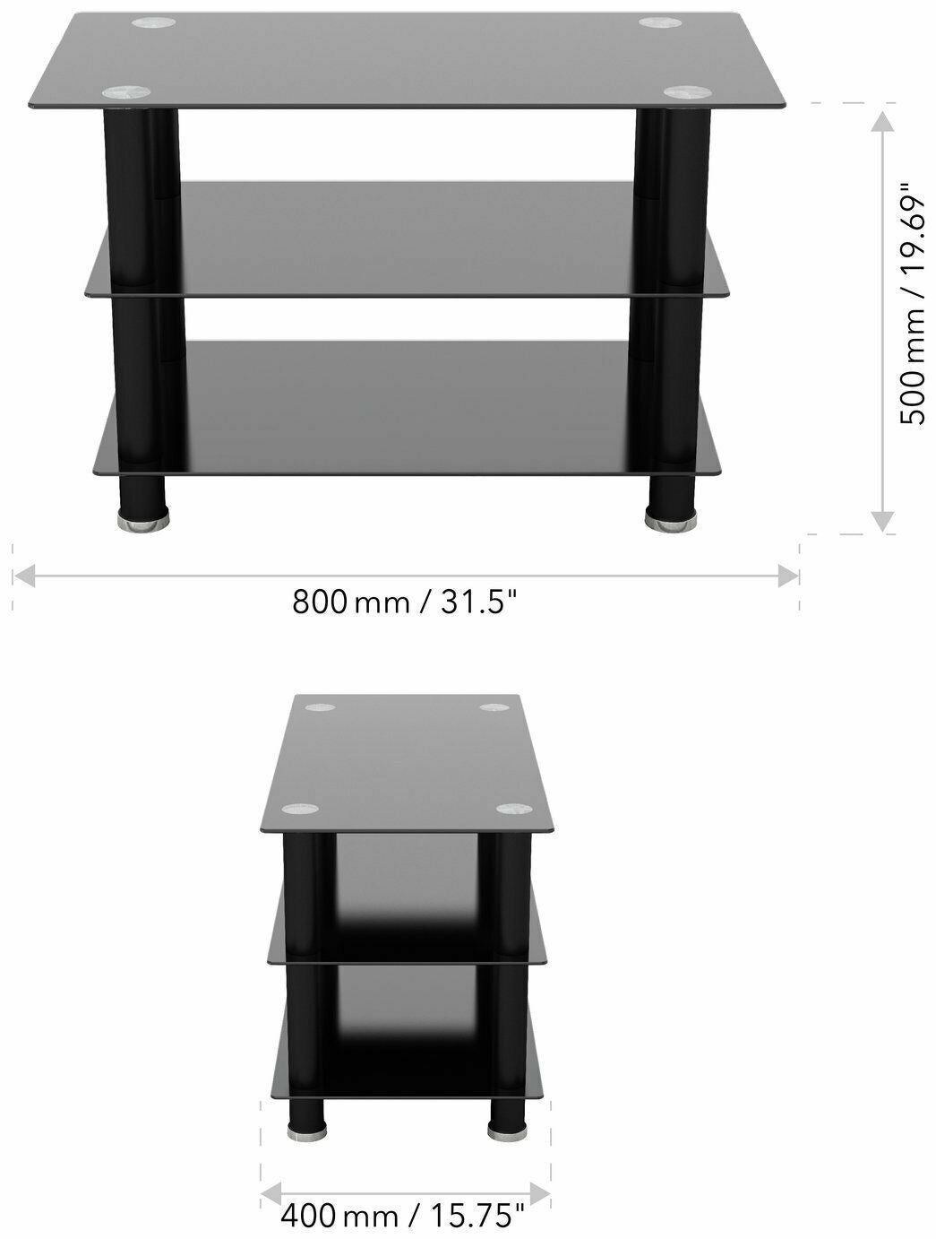 AVF TV Stand With Storage in Black - Up to 40 Inch TV Unit Glass - 80cm Wide
