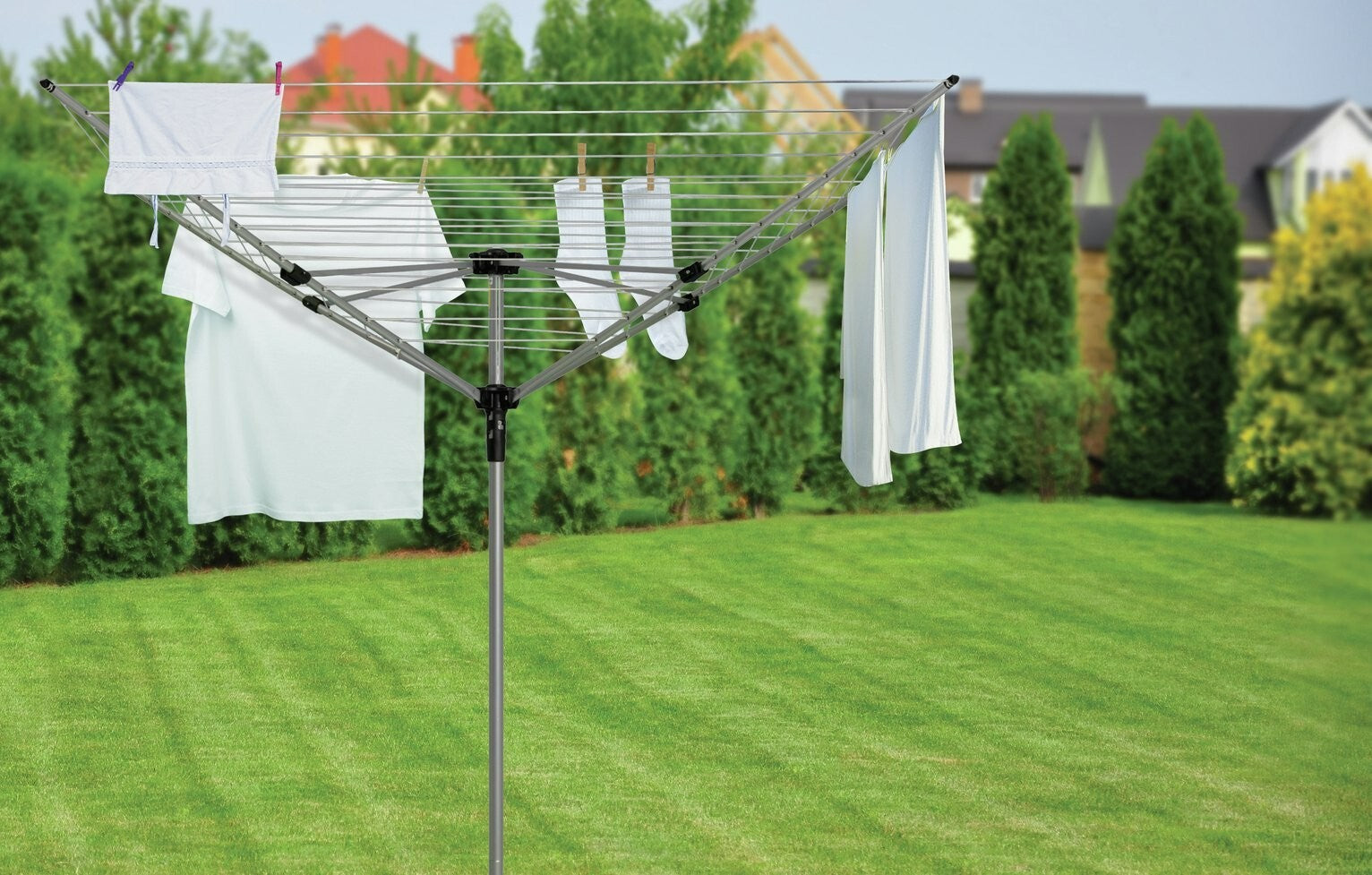 Vileda 50m 4 Arm Rotary Outdoor Washing Line