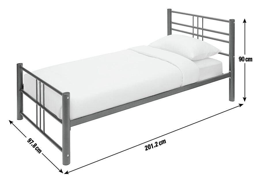 Home Atlas Single Metal Bed Frame - Silver