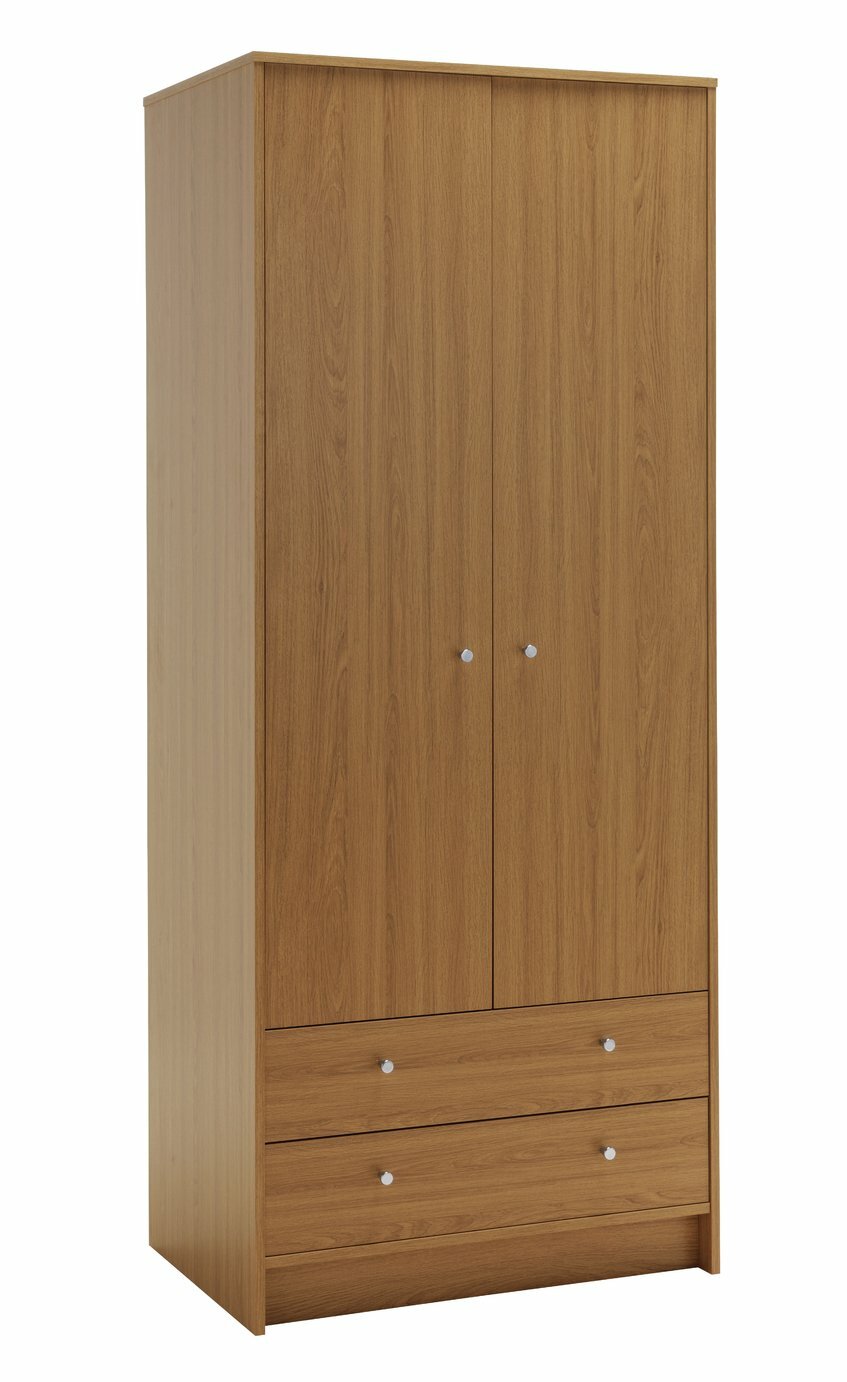 Malibu 2 Door 2 Drawer Wardrobe - Oak Effect