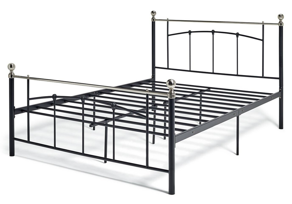 Yani Small Double Metal Bed Frame - Black | Classic Curved Design