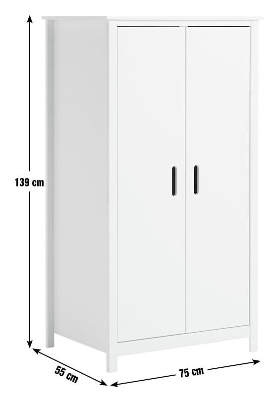 Kids Ronnie Short 2 Door Wardrobe - White