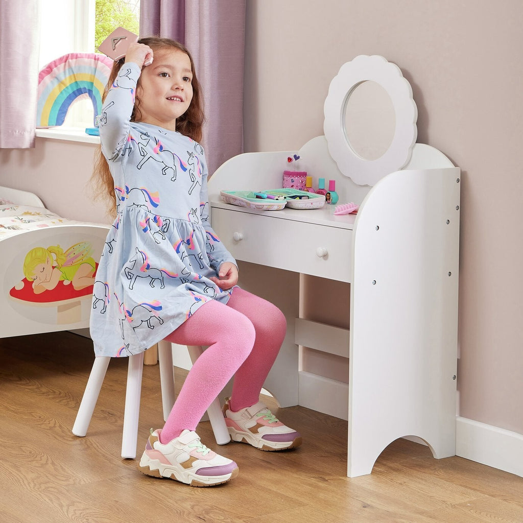 Liberty House Kids mirror Dressing Table And Stool - White