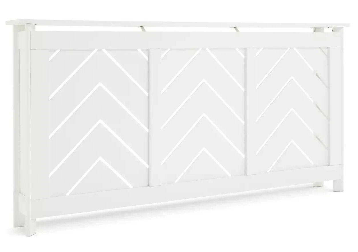Habitat Chevron Large Radiator Cover White | Modern Radiator Cabinet with