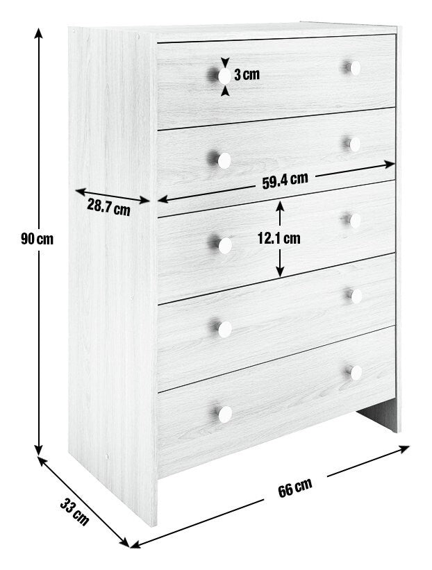 Seville 5 Chest of Drawer - Anthracite | Grey 5 Drawer Bedroom Storage Cabinet