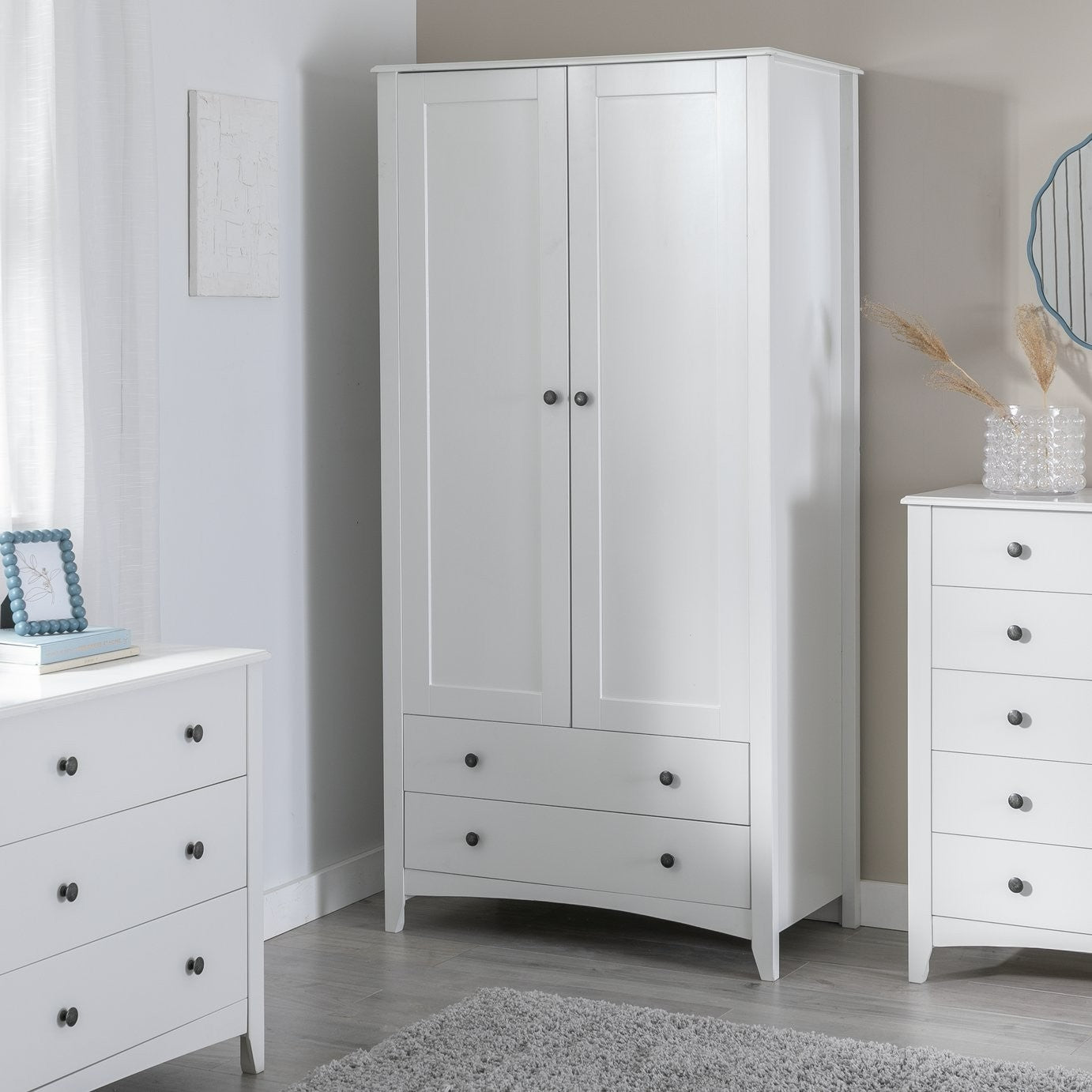 Minato 2 Door 2 Drawer Wardrobe - White ( B Grade )