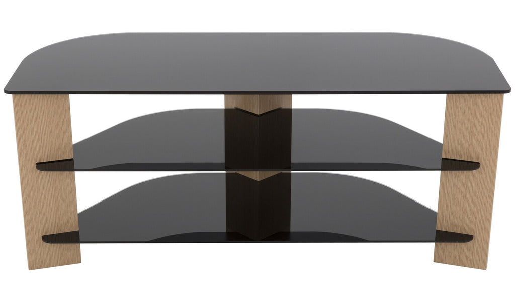 AVF Corner TV Stand With Storage Oak Eff Up to 55 Inch TV Unit Glass Black 110cm