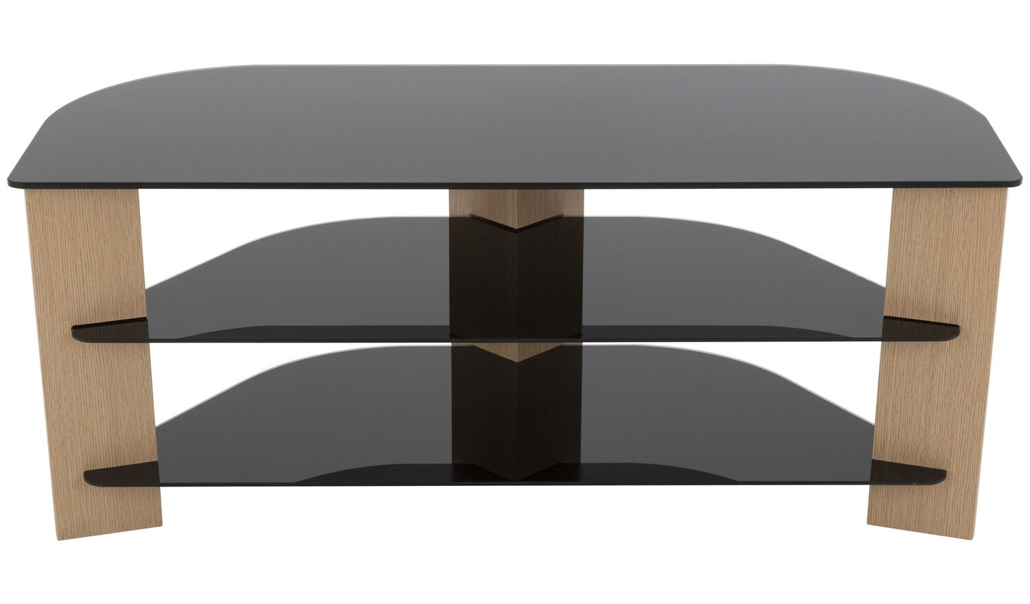 AVF Corner TV Stand With Storage Oak Eff Up to 55 Inch TV Unit Glass Black 110cm