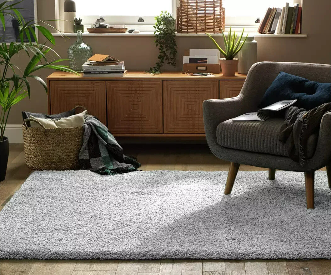 Habitat Noodle Shaggy Plain Rug - Grey - 160x230cm
