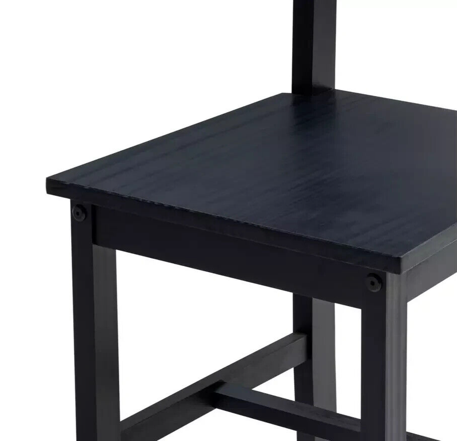 Raye Dining Table and 4 Chairs Set Wooden 118cm - Black For Dining Room Kitchen