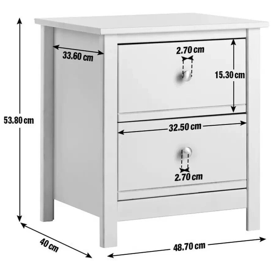 Habitat Brooklyn 2 Drawer Bedside Table - White