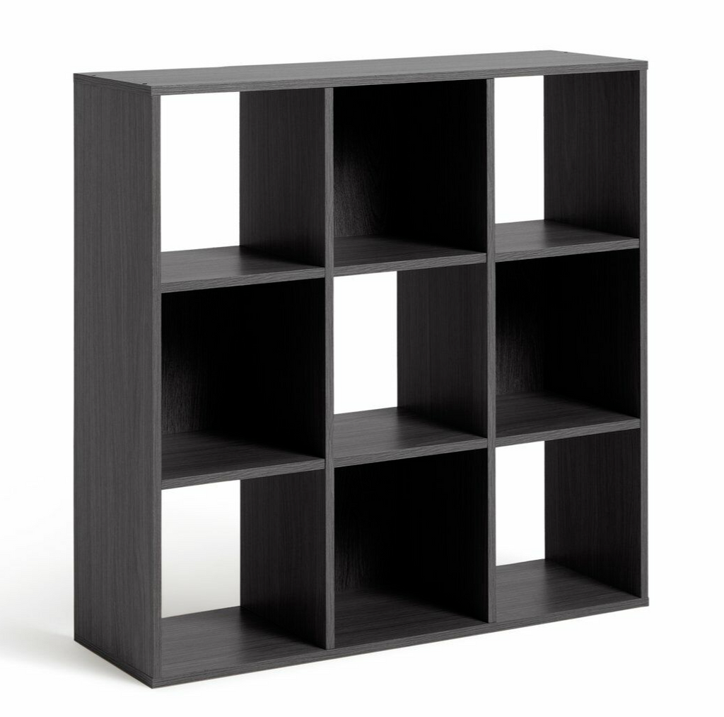 Home Squares 9 Cube Storage Unit Black | Modular Organizer Shelf Living Bedroom