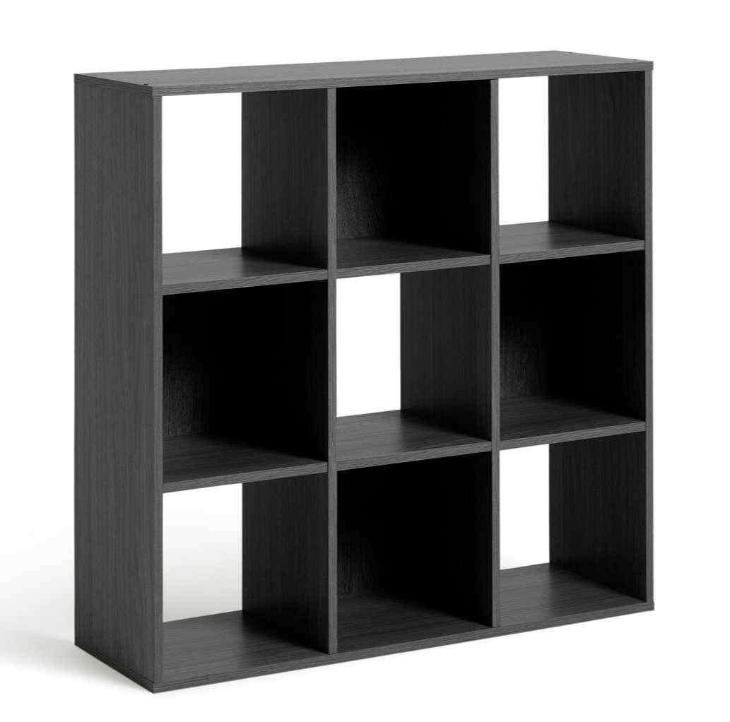 Home Squares 9 Cube Storage Unit Black | Modular Organizer Shelf Living Bedroom