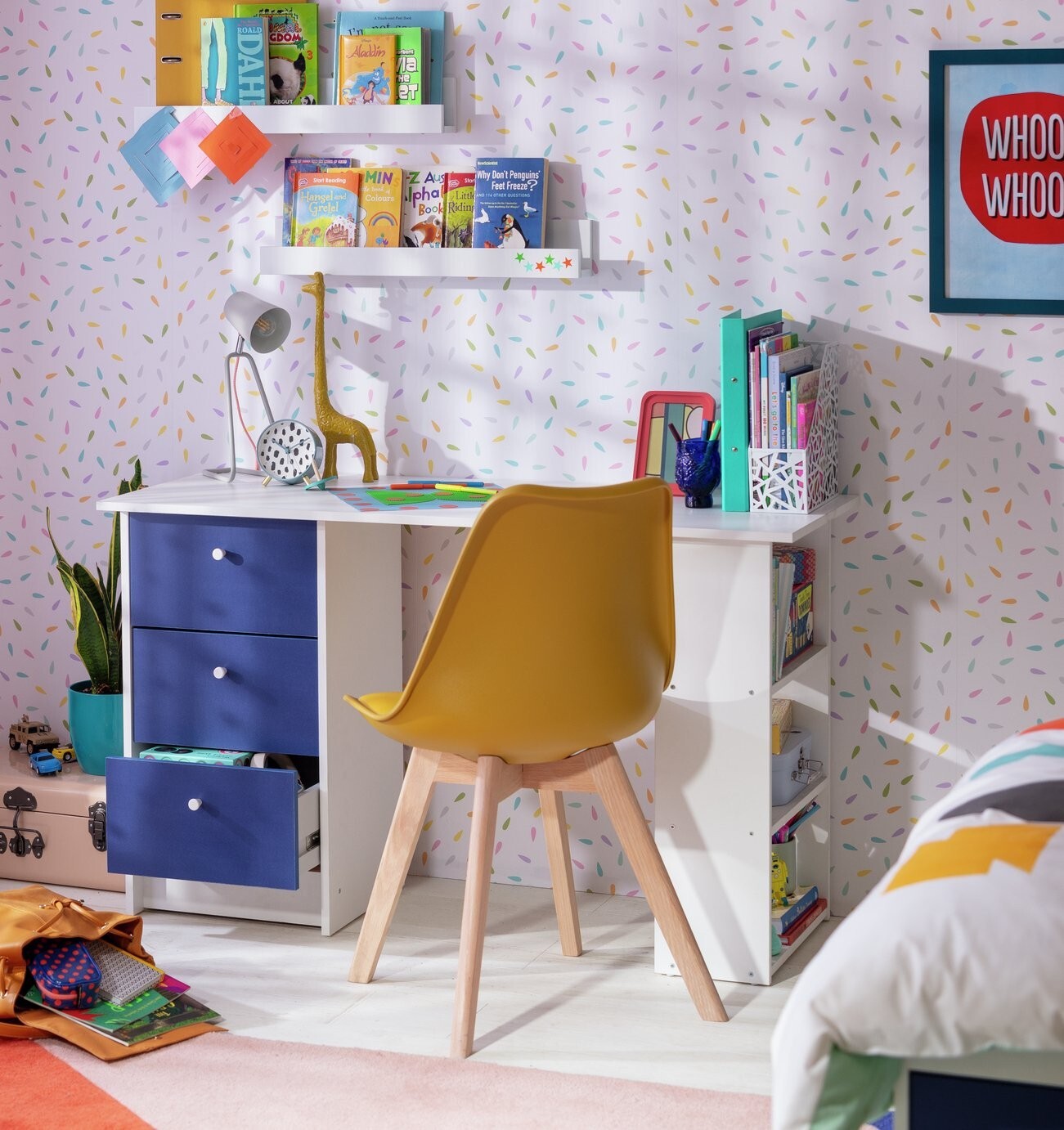 Malibu 3 Drawers Desk - Blue & White ( B Grade 55074 )