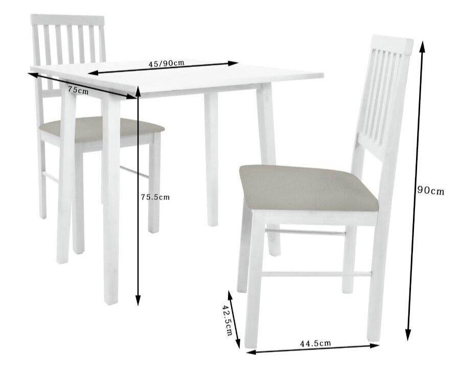 Kendal Wooden Extending Dining Table 2 Chairs Oak White Wash Effect for Kitchen