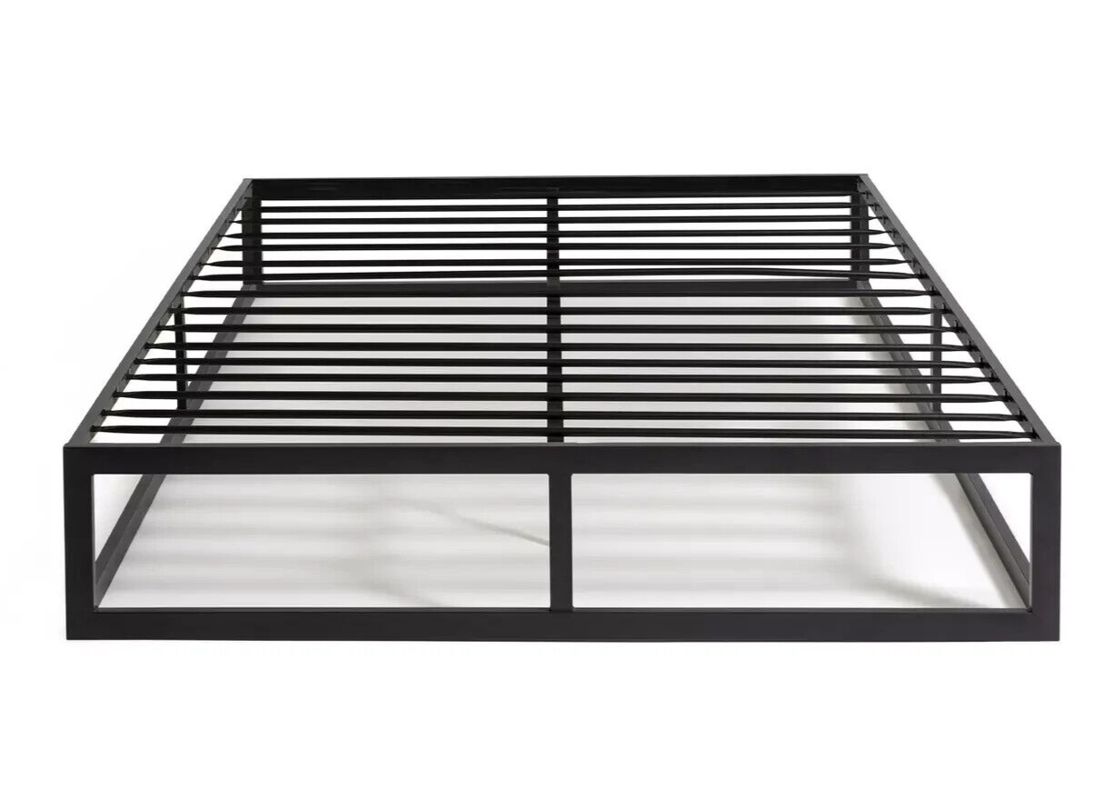 Platform Double Metal Bed Frame - Black | Bedroom Furniture for Teen or Guest Ro