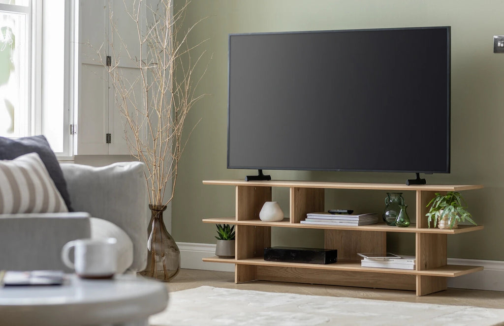 Raymond TV Unit Oak | Modern Entertainment Stand Living Room TV Media Storage