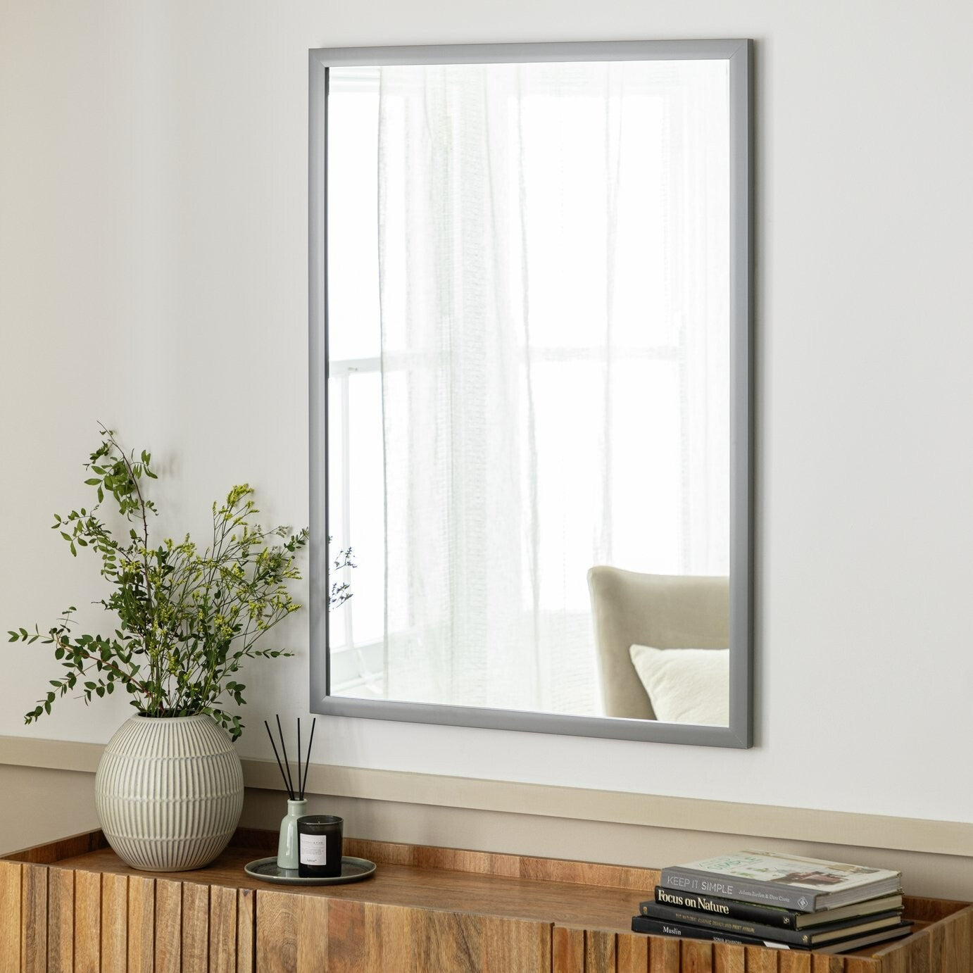 Habitat Wall Mounted Mirror - Grey - 70x100cm