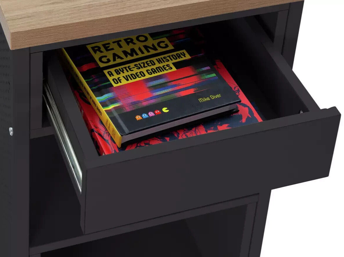 Home Modular 1 Drawer Gaming Desk - Oak Effect & Black | Study Workstation Table