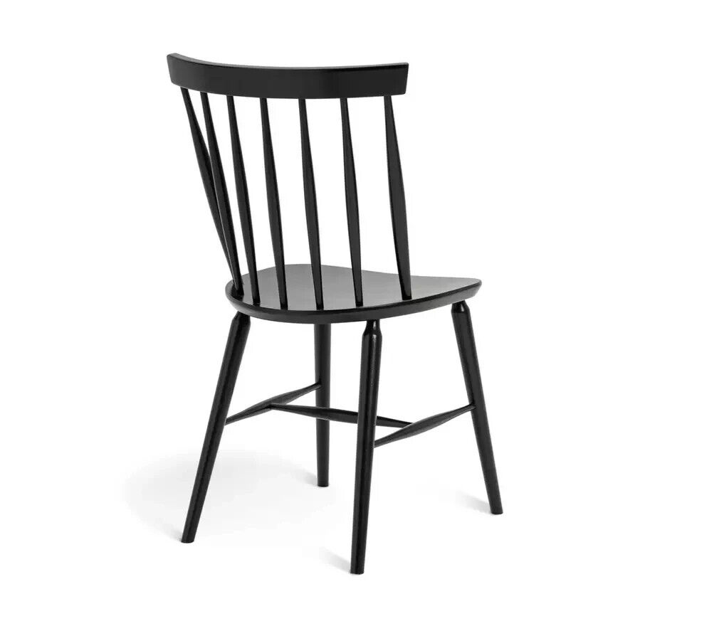 Habitat Talia Pair of Solid Wood Dining Chairs - Black