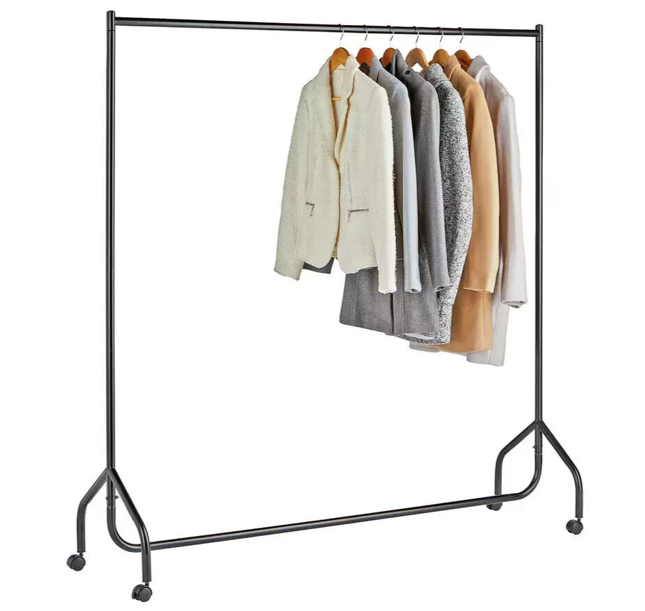 Home Single Heavy Duty Clothes Rail Black | Sturdy Durable Wardrobe Rail Clothes