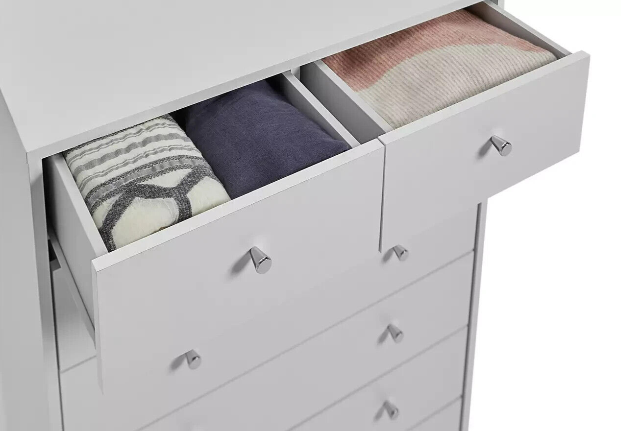 Malibu 5 Wide 2 Narrow Drawer Chest - White ( B Grade )