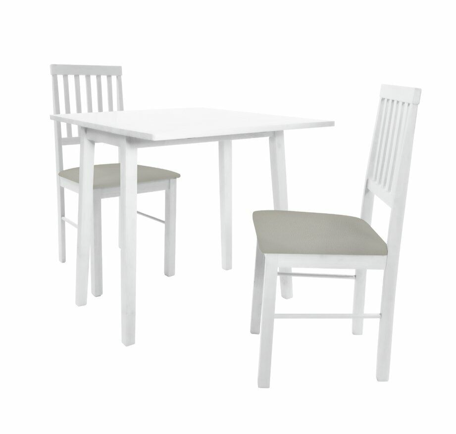 Home Solid Wood Extending Dining Table & 2 White Chairs | Modern Kitchen Set