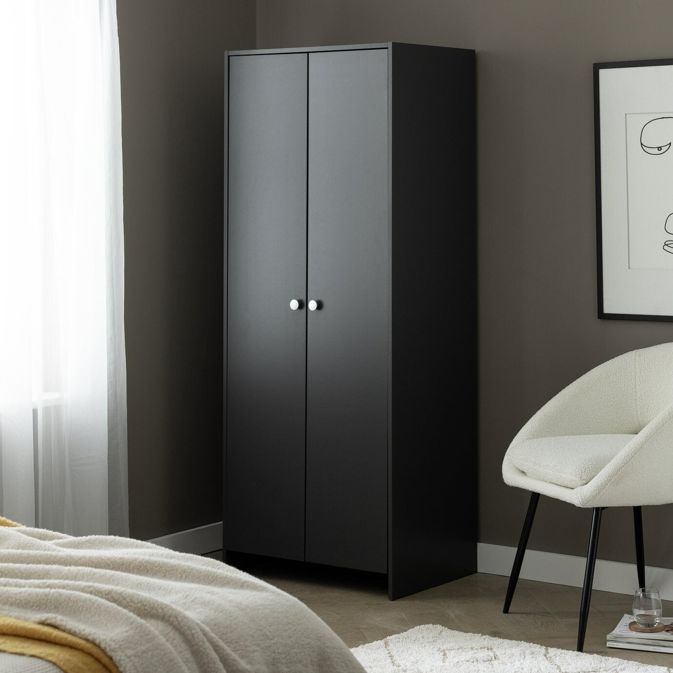 Seville 2 Door Wardrobe - Anthracite ( B Grade )