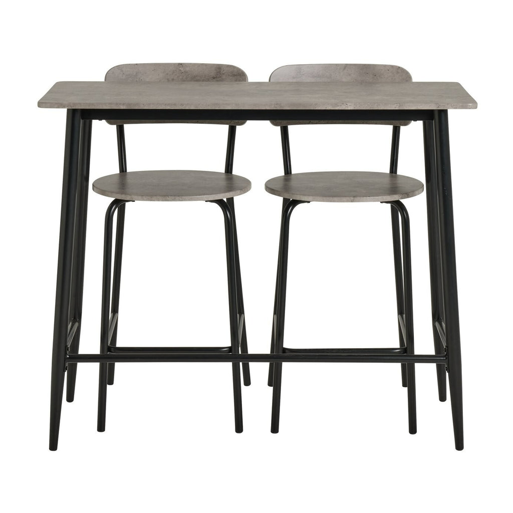 Home Crowe Grey Dining Table & 2 Grey Stools