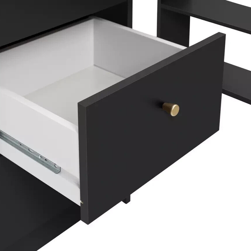 Home Malibu 3 Drawer Office Desk - Black | Study Desk with Storage Home Office